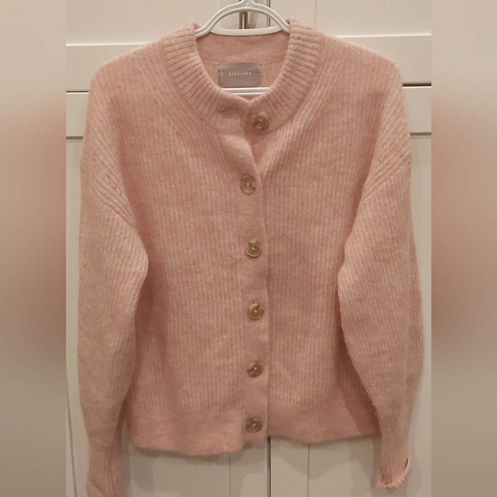 Everlane Pink Button-Up Ribbed Sweater - Picture 5 of 6